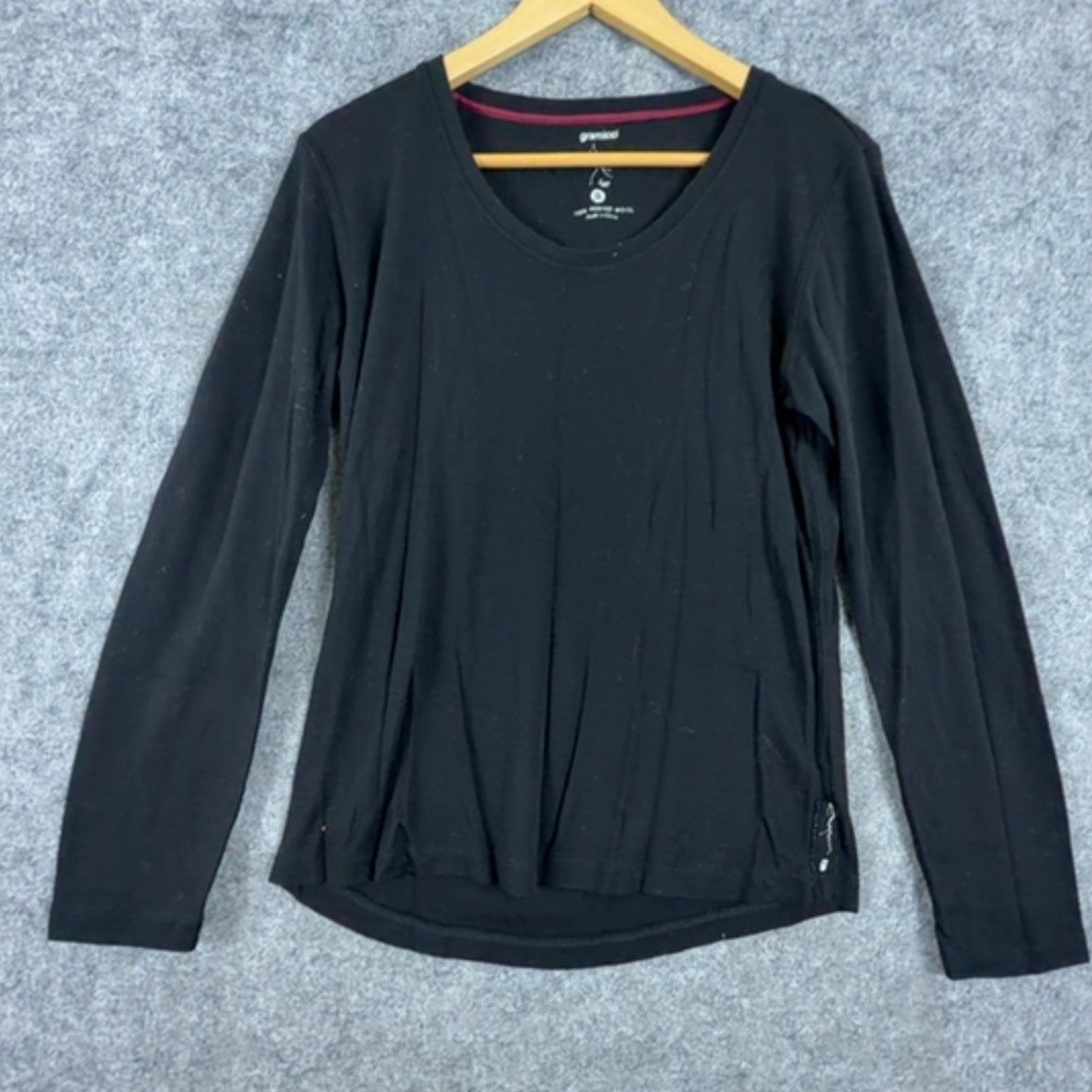 Gramicci Long Sleeve Top Womens XL Black Merino Wool Flash Tech Outdoor Shirt
